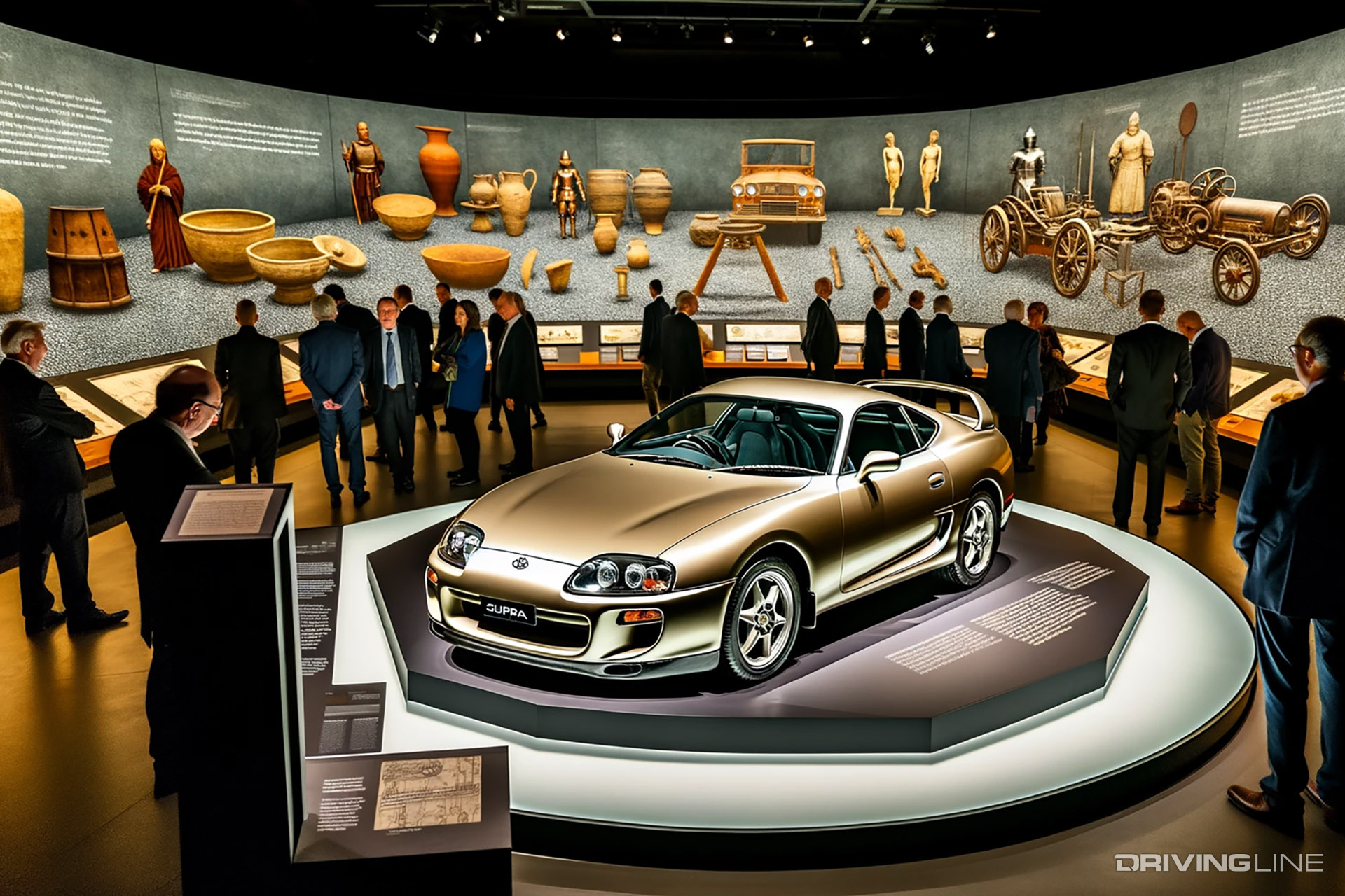 Rendering of a Toyota Supra in a museum